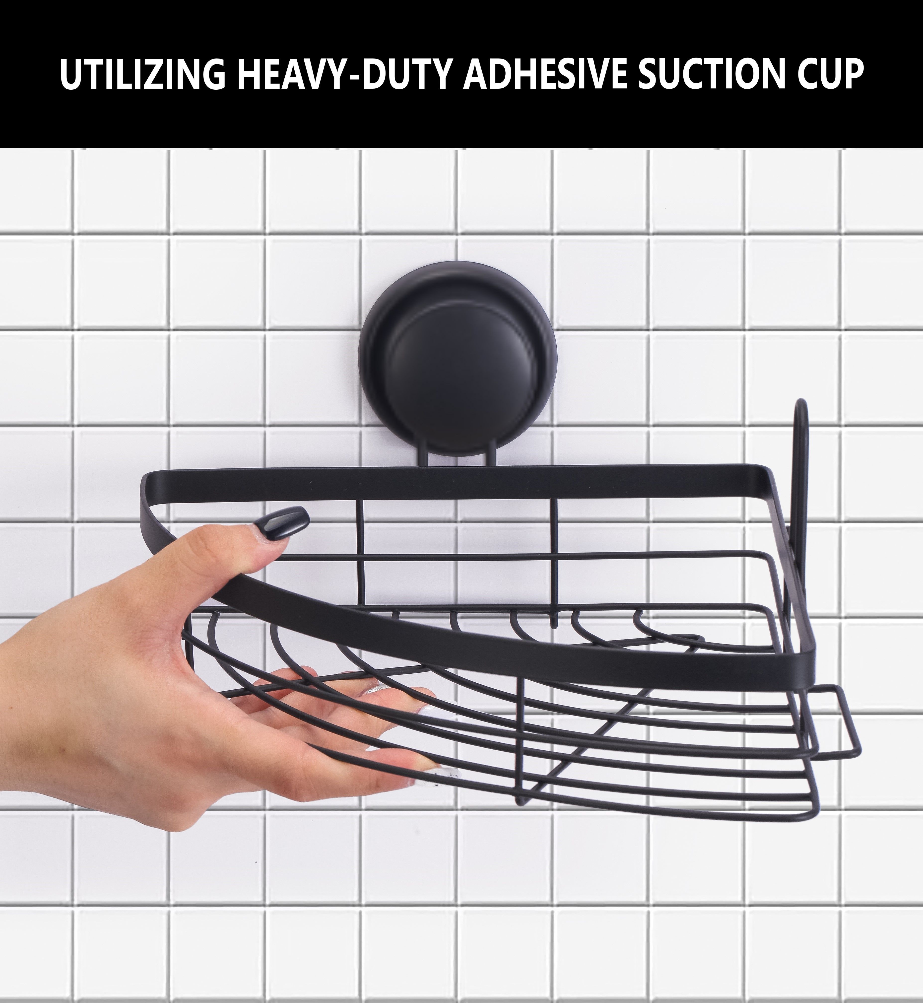 2 Pack Round Corner Shower Caddy Shelf Basket Rack with Premium Vacuum Suction Cup No-Drilling for Bathroom and Kitchen โ image 4