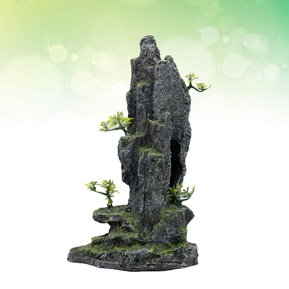 Aquarium Mountain View Stone Ornament Tree Rock Cave Fish Tank Decoration Fish Hiding Cave for your aquarium Suitable