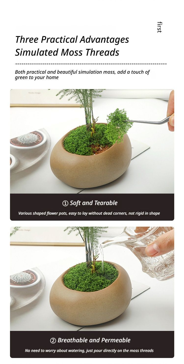 diy artificial moss lawn-Dark Green Filamentous Moss 1000g (Bulk) — image 4