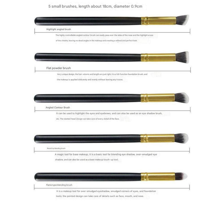 10-Piece White gold Makeup Brush Set - Large and Small Brushes for Professional Beauty Application — image 3