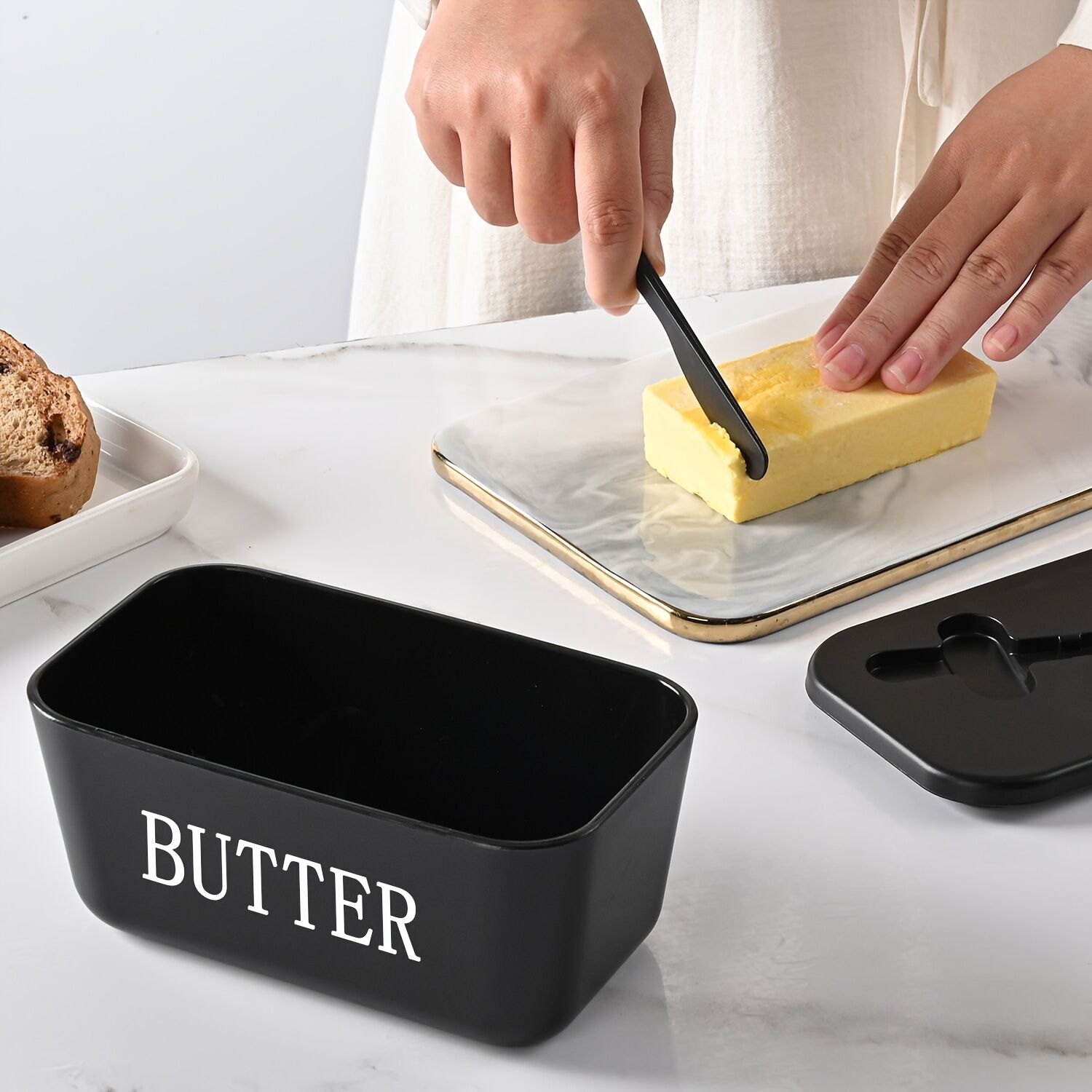 BLUE **Food-Grade PP Large Butter Keeper with Cutting Blade | Airtight, Drying-Resistant, Easy to Slice – Long-Lasting Freshness, Your Kitchen & Baking — image 3