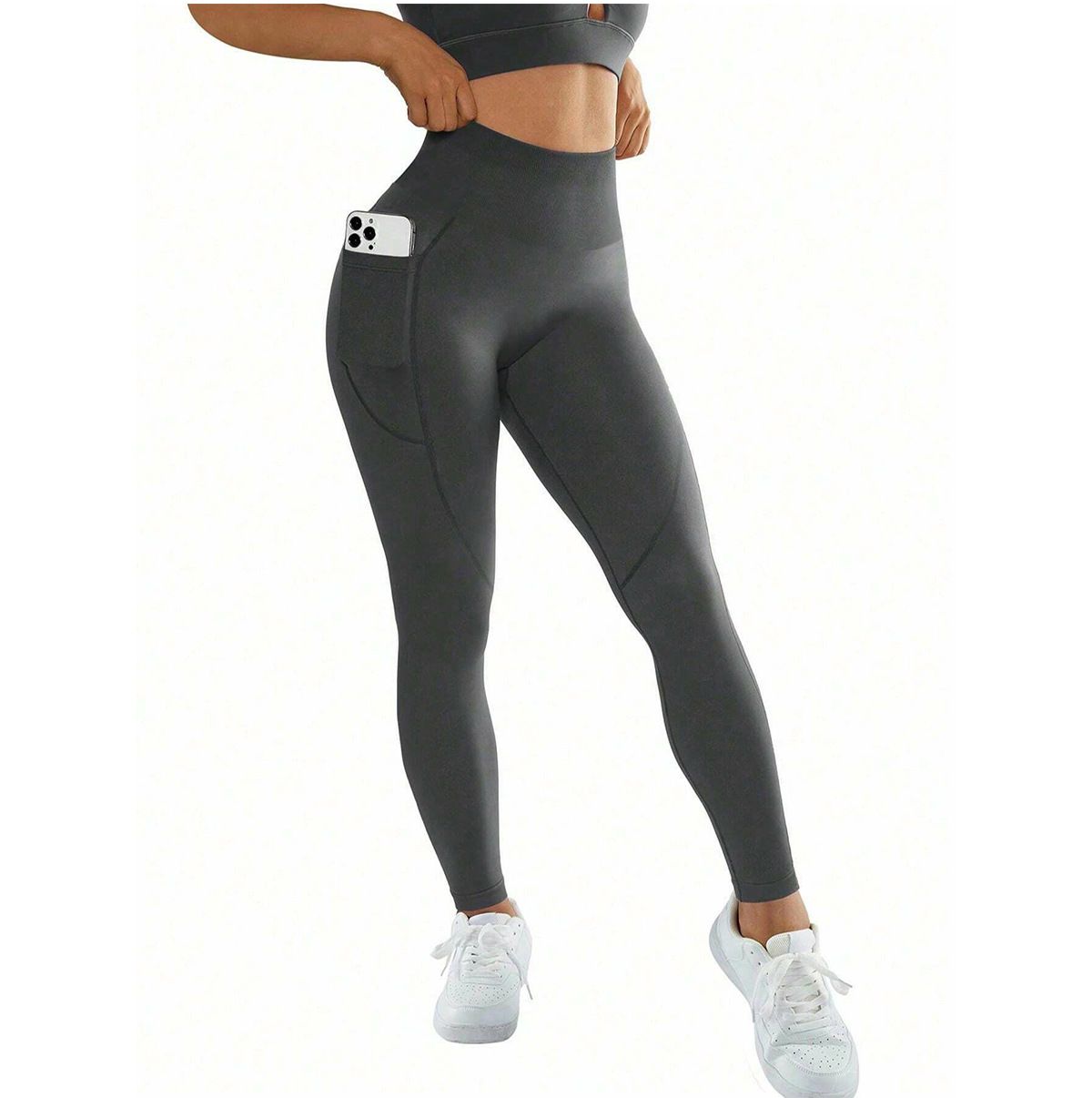 S Size Pink Breathable High-Waist Ruched Butt-Lift Yoga Leggings - Dual Pockets & No Front T - LineNaked-Feel Performance Tights for Gym, Running & Pilates β image 4