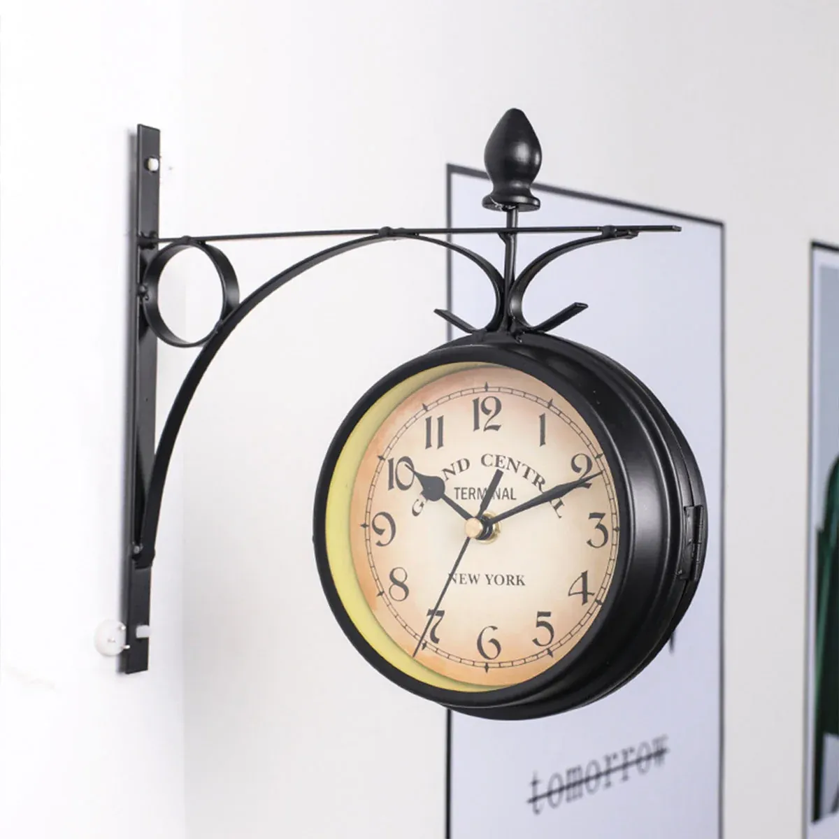 Vintage Outdoor Bracket Clock Garden Station Wall Clock Double Sided Clock — image 6