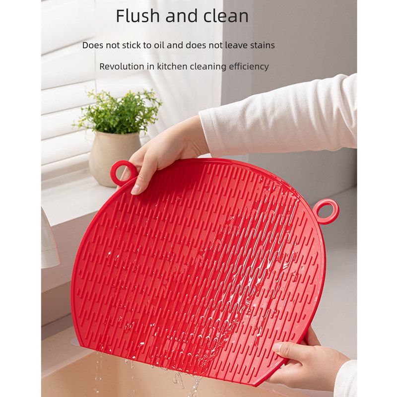 D Shape Double Sided Antibacterial Cutting Board Non Slip Kitchen Chopping Board with Draining Back-red โ image 3