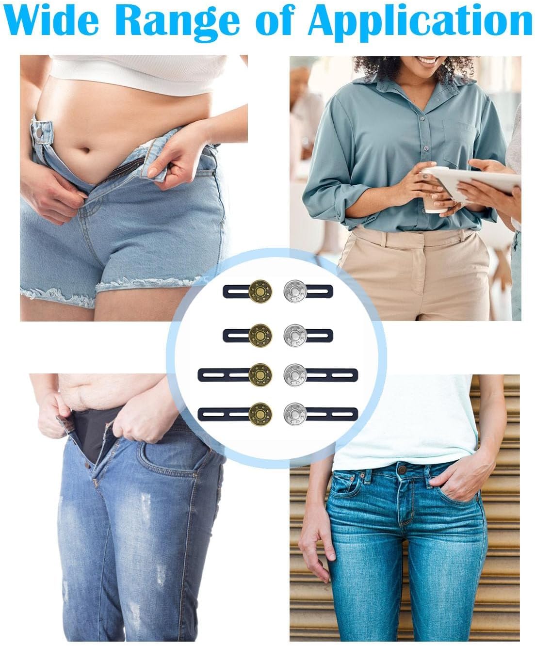 8Pcs Button Extenders for Jeans,Waistband Extenders for Women Men Pants 1.34-2.17 Inches Instant Pants Button Extender Adjustable Waistband Extenders No Sew โ image 6