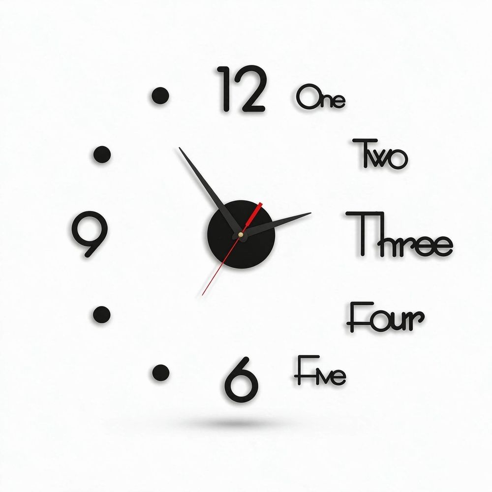3D DIY Wall Clock, Living Room Dining Room Simple 3D Wall Sticker Wall Clock Creative Luminous DIY Acrylic Wall Clock (15.8IN)