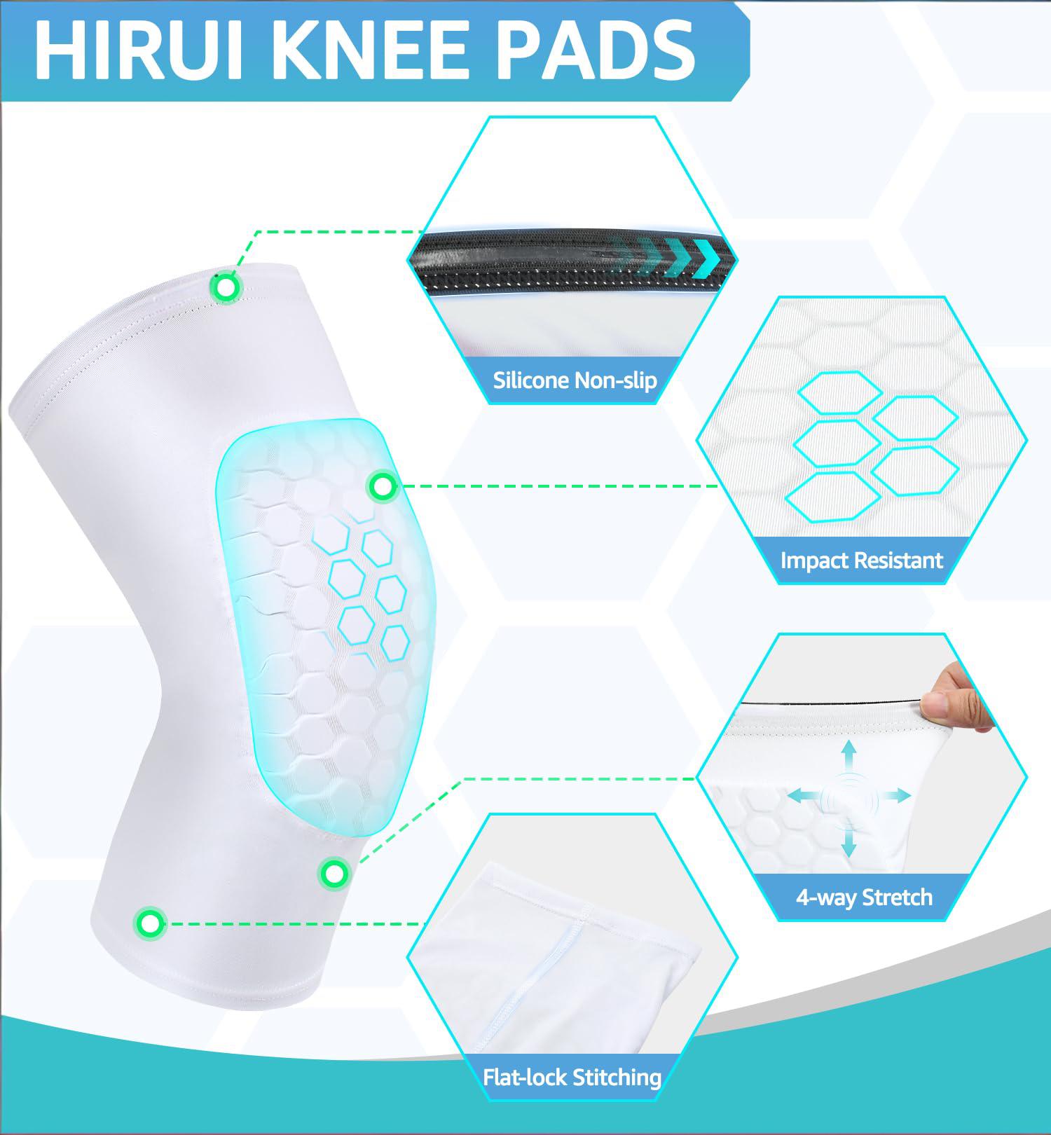 Honeycomb Knee Pads for Kids, Teens & Adults โ Protective Compression Knee Guards for Basketball, Football, Cycling & Running(White, S) โ image 3