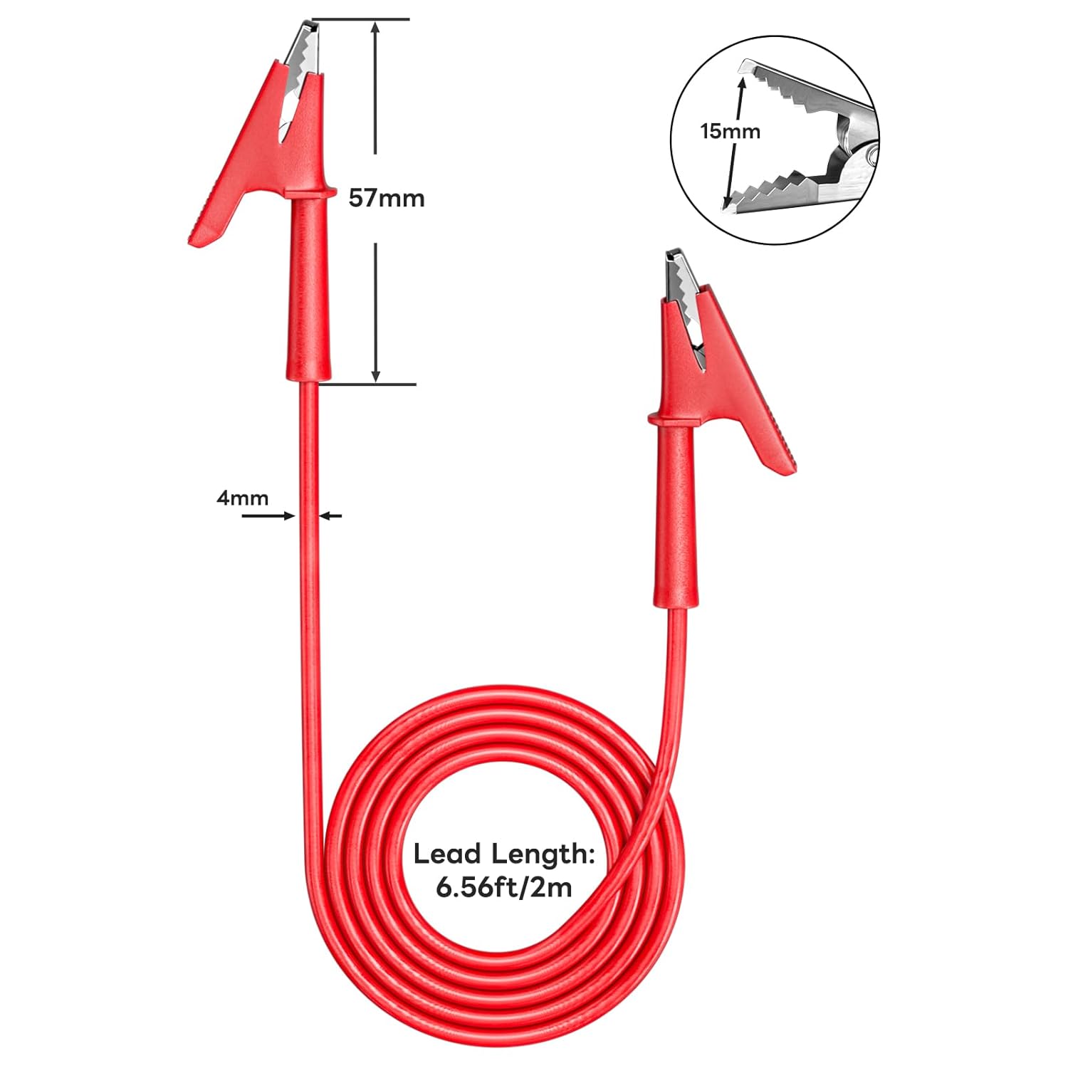 5PCS Alligator Clips Test Leads Dual Ended Crocodile Wire Cable with Insulators Clips Test Flexible Copper Cable for Electrical Testing 6.56ft/2m โ image 3