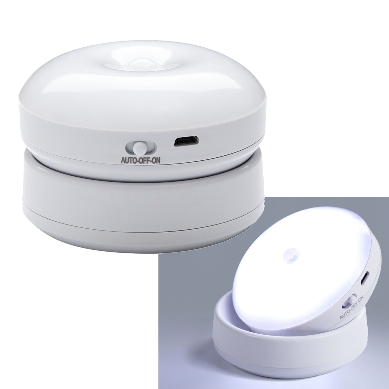 Motion Sensor Night Light 360 Degree Rotation LED Rechargeable Motion Activated Night Light for Stairs Wall Closet Cabinet White Light — image 6