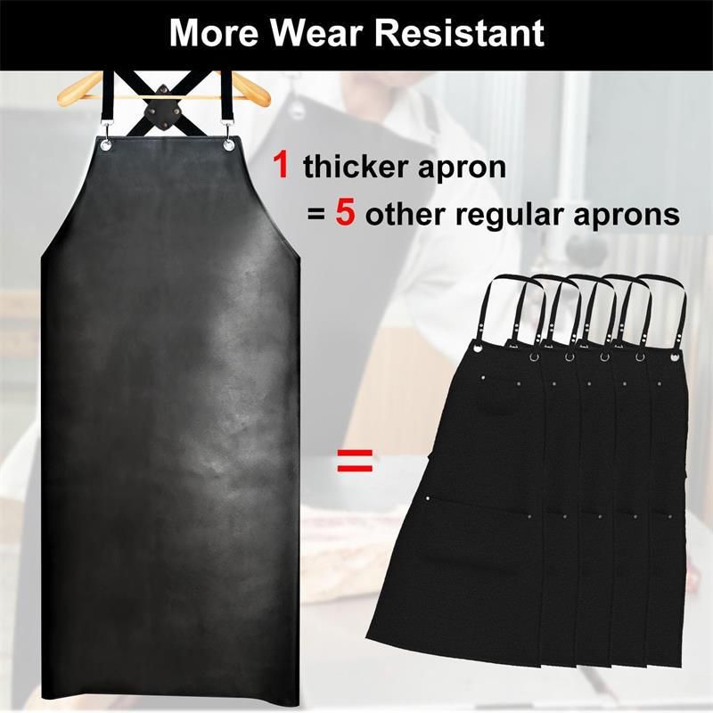 PU Rubber Waterproof Aprons for Dishwashing, Heavy Duty Butcher Apron, Adjustable Cross Back Apron for Dishwasher — image 5