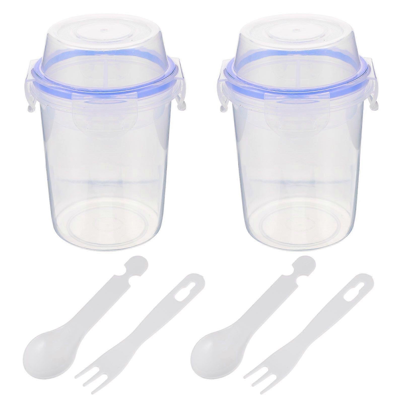 2pcs Double Layer Overnight Oats Containers Breakfast Salad Cups Leakproof — image 4