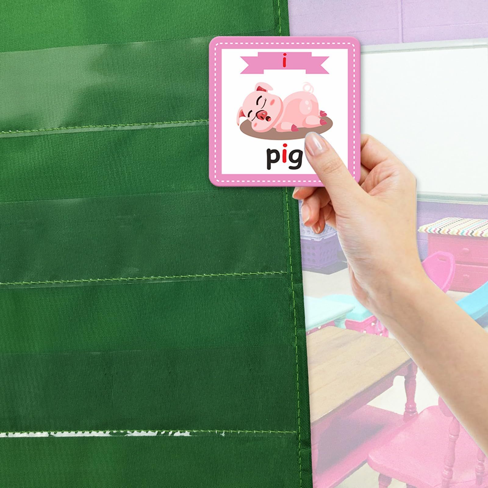 Wall Hanging Organizer Chart Detachable Pocket Chart 15 Clear Pockets For Word Families Pocket Chart Classroom Decor — image 4