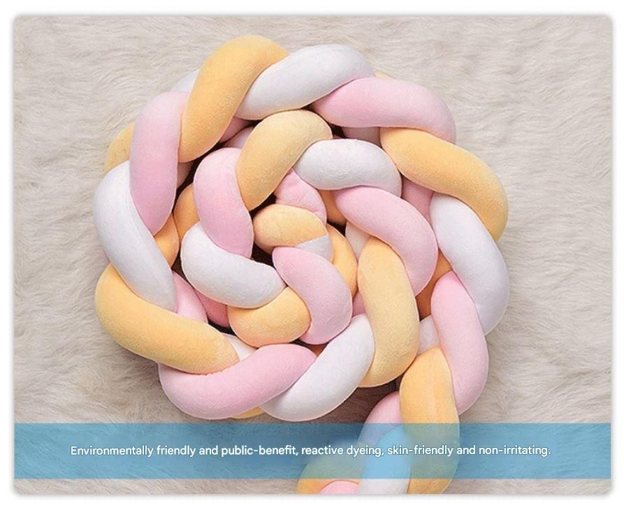 White & Grey & Pink 2M Nordic 3-Strand Hand-Braided Knot Long Pillow - Soft Plush Sofa Cushion, Room Decor for Bedroom & Living Room — image 3