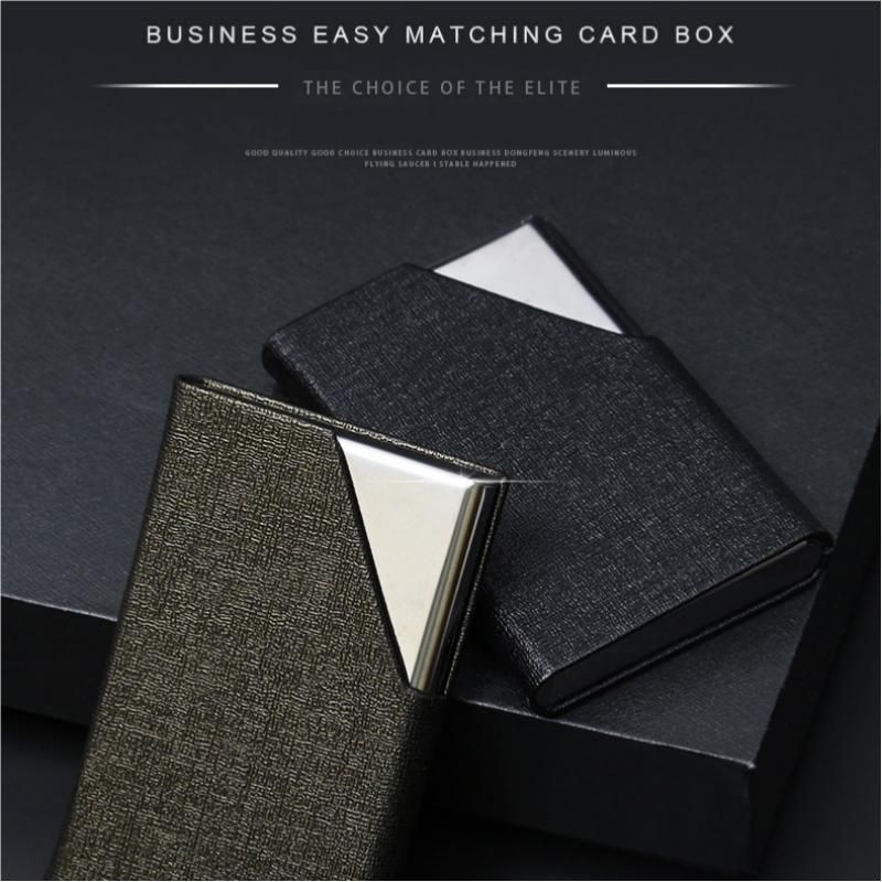 Blue Stainless Steel and PU Leather Business Card Holder - 95mm x 63mm - Magnetic Flip Cover, Velvet Lining, Professional Office Accessory โ image 2