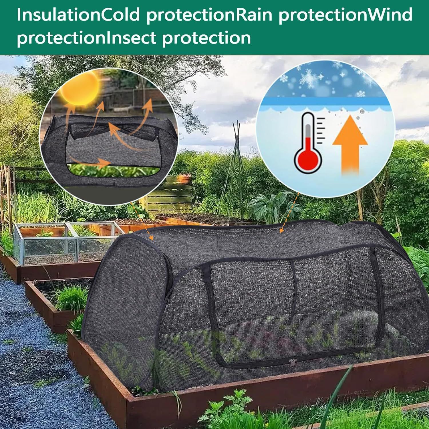 Garden Cover for Raised Beds Pop-Up Mesh Plant Garden Bed Cover for Vegetables, Seedlings, Fruits, Frost Protection, Outdoor Gardening Bird and โ image 3
