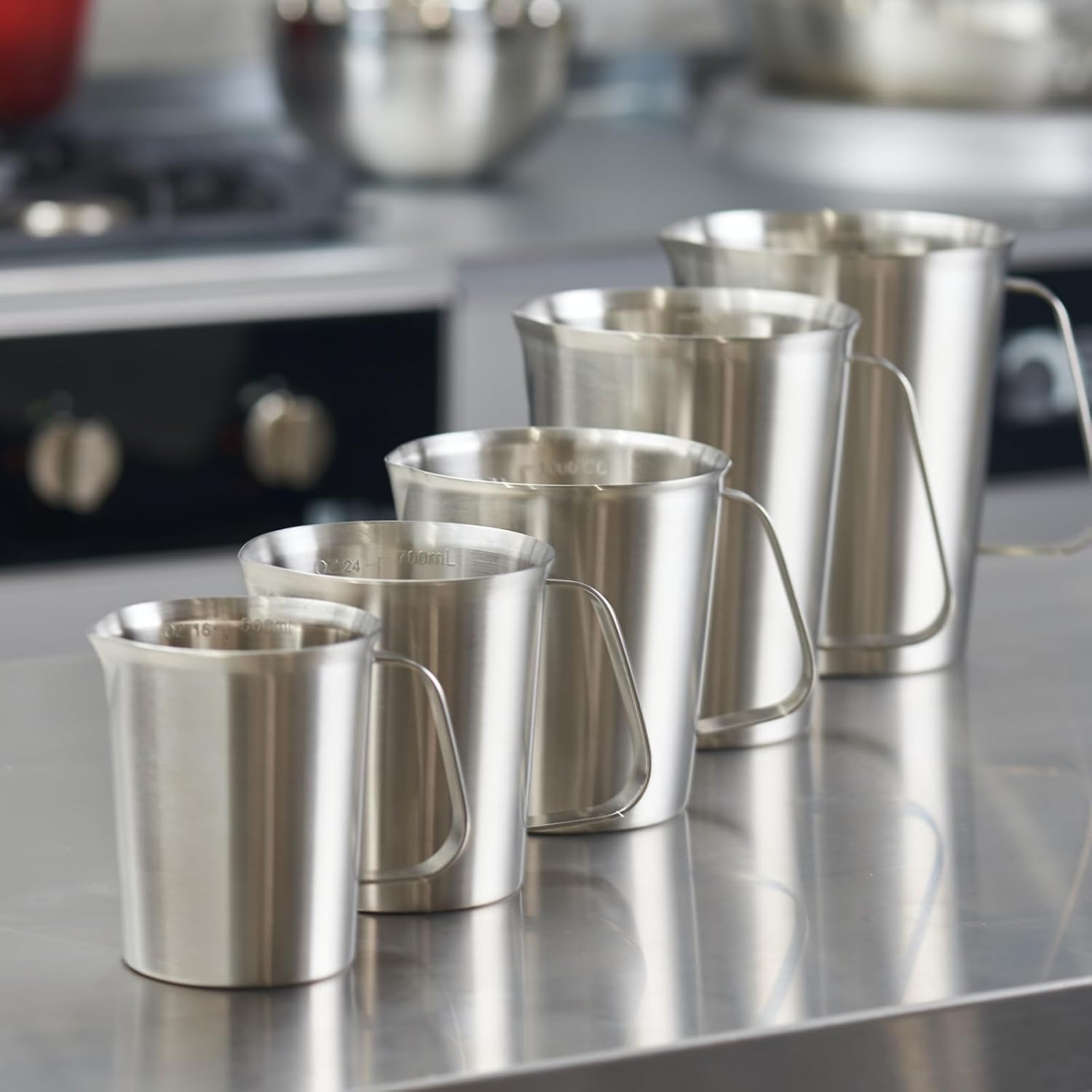 Stainless Steel Measuring Jug - 304 Stainless Steel - with Handle and Spout - Metal Pitcher with oz and ml Markings - 64 oz / 2 Litres (8 Cups) - Extra Strong — image 5