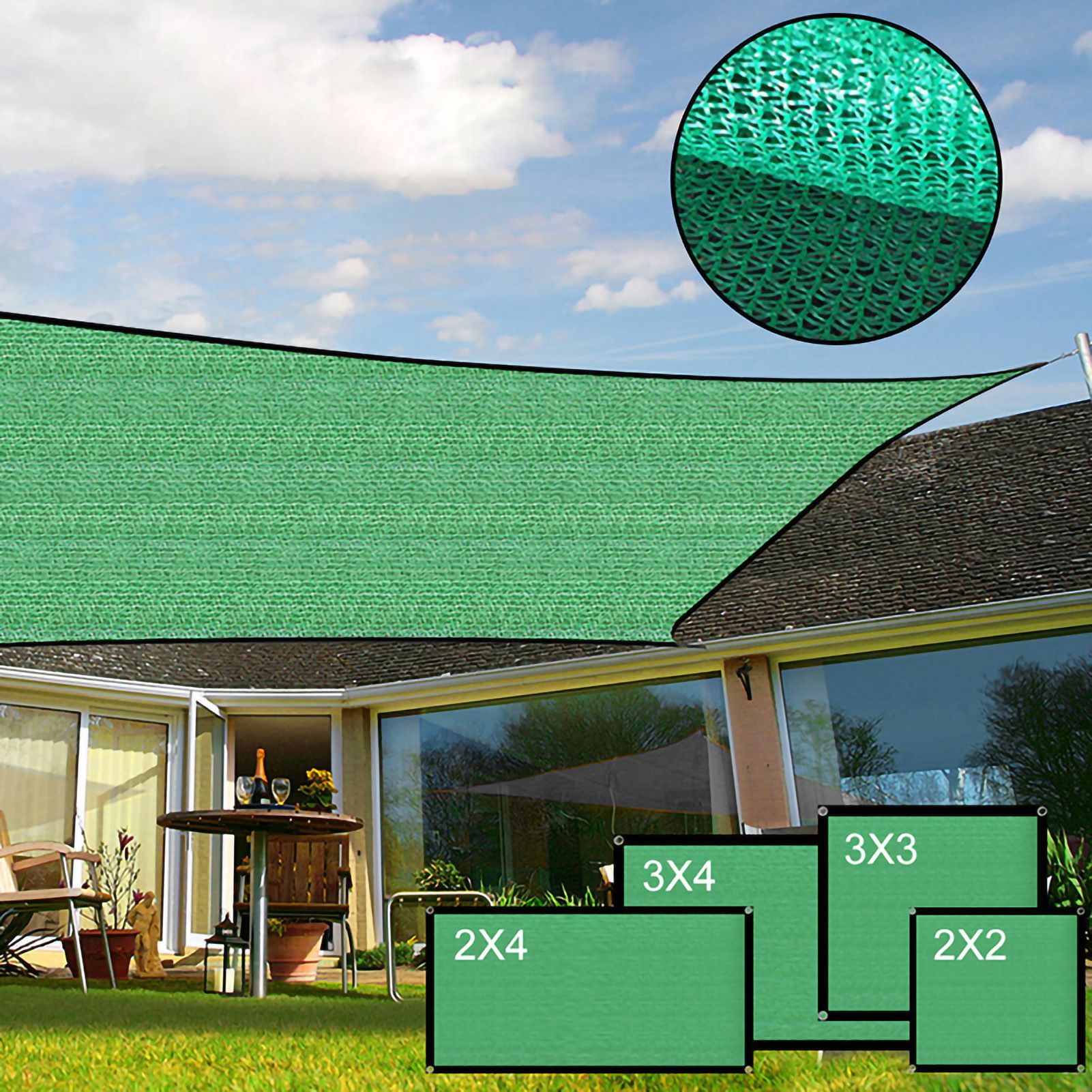 Sun Shade Sail Breathable Farbic Canopy Awning Shelter Rectangle UV Block Canopy for Patio Backyard Lawn Garden Green 3x4m / 9.8x13.1ft โ image 3
