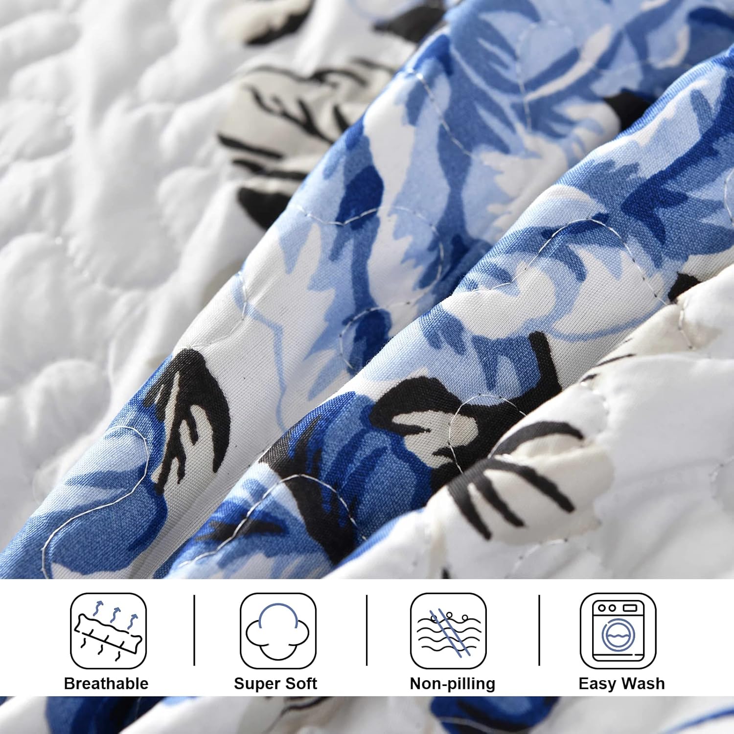 Rich white blue Elegant 3 Pc Bedspread & Pillow Cover Set โ image 3
