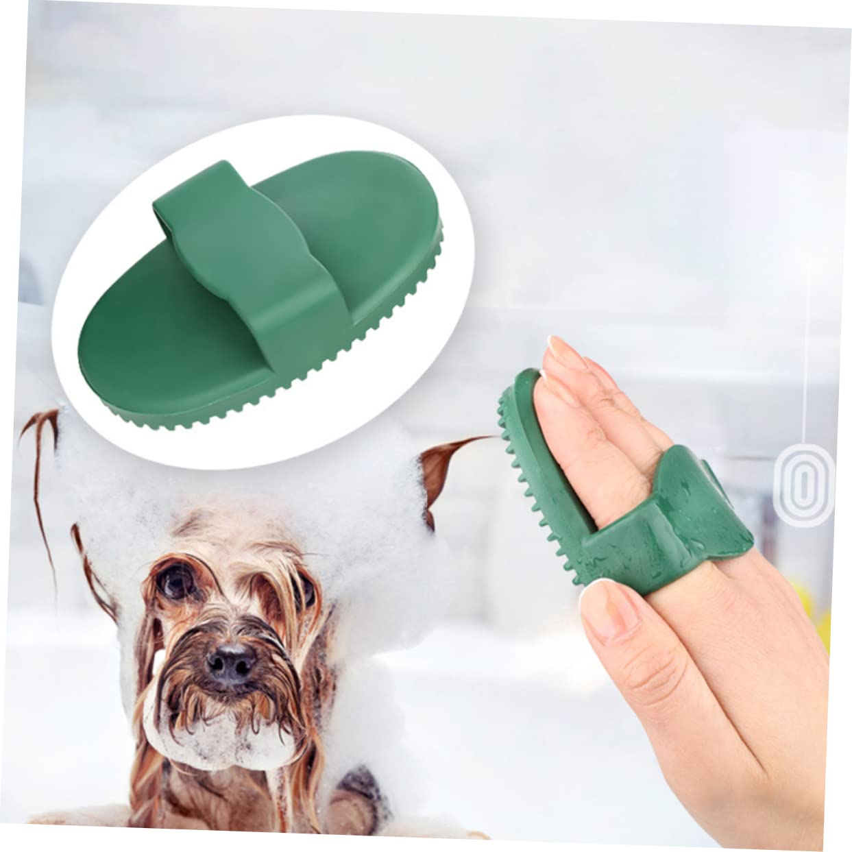 2 Pack Pet Massage Brush for Dog and Cat Grooming Green — image 6