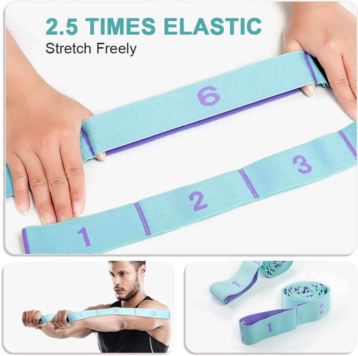 125*4 cm - Yoga resistance band - Yoga stretch band - Yoga exercise band - Stretch band - with 11 rings - Resistance band - for training, pilates, dance and — image 2