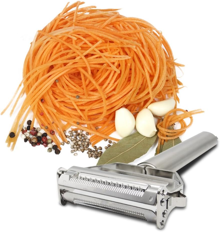 DenSan KG1009 Stainless Steel Julienne Peeler & Vegetable Peeler Multifunction Double-sided Blade Vegetable Cutter and Fruit Slicer Dual Blade(Silver) — image 4