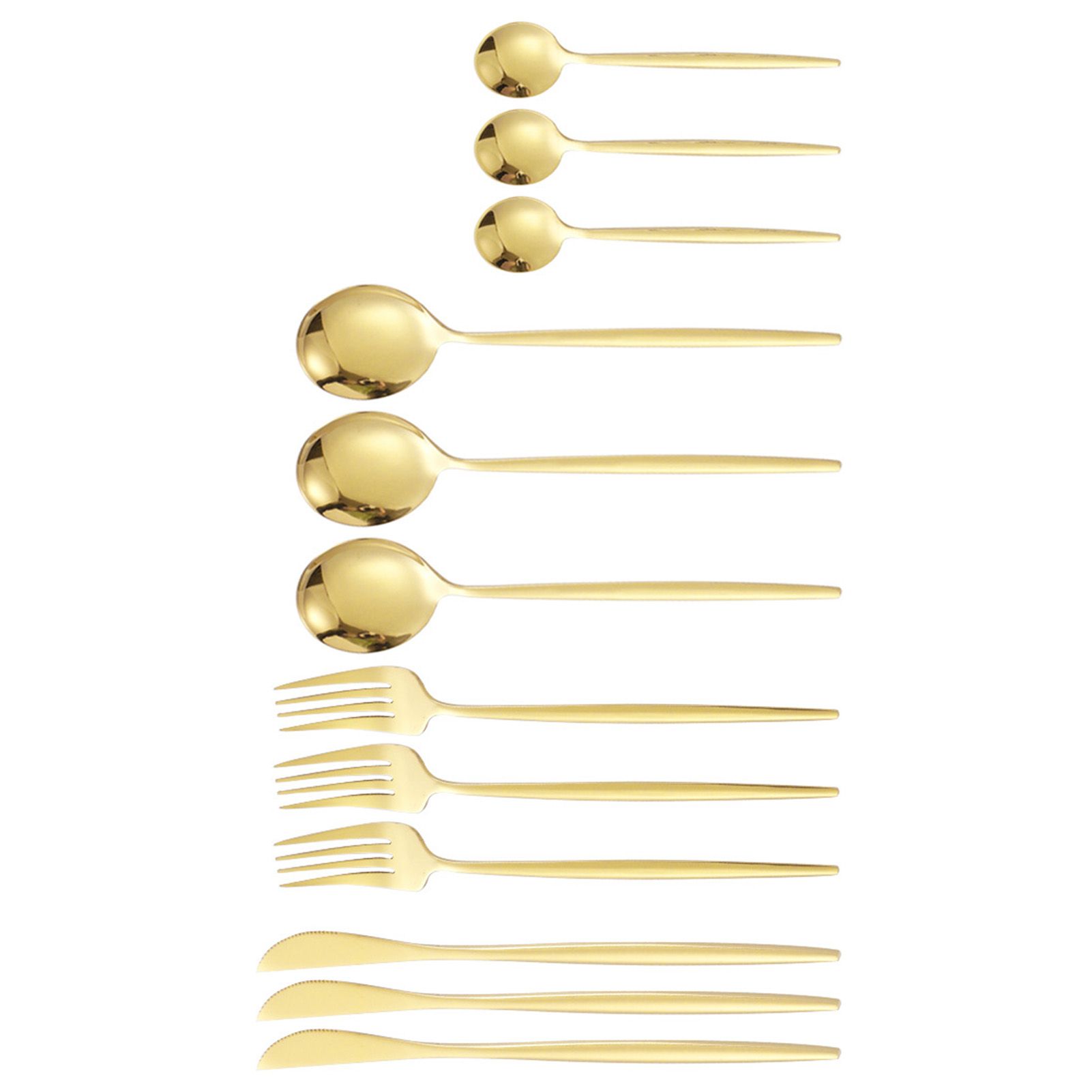12Pcs Tableware Set Spoons Knives Forks Glossy 410 Stainless Steel Cutlery Set for Home Restaurant Gold โ image 2