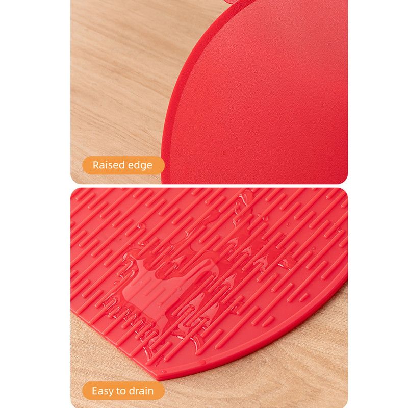 D Shape Double Sided Antibacterial Cutting Board Non Slip Kitchen Chopping Board with Draining Back-red โ image 6