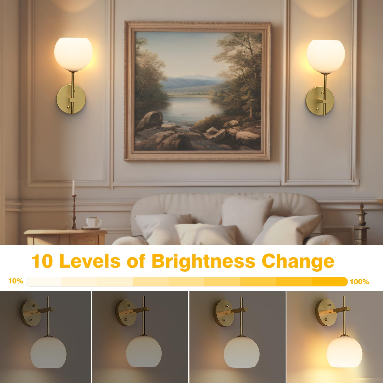 Rechargeable Wall Light Indoor,Battery Operated Wall Lamp with Remote,Indoor Wall Light with 3 Color Modes and RGB,Frosted Glass Wall Mounted Lamp for Living โ image 5