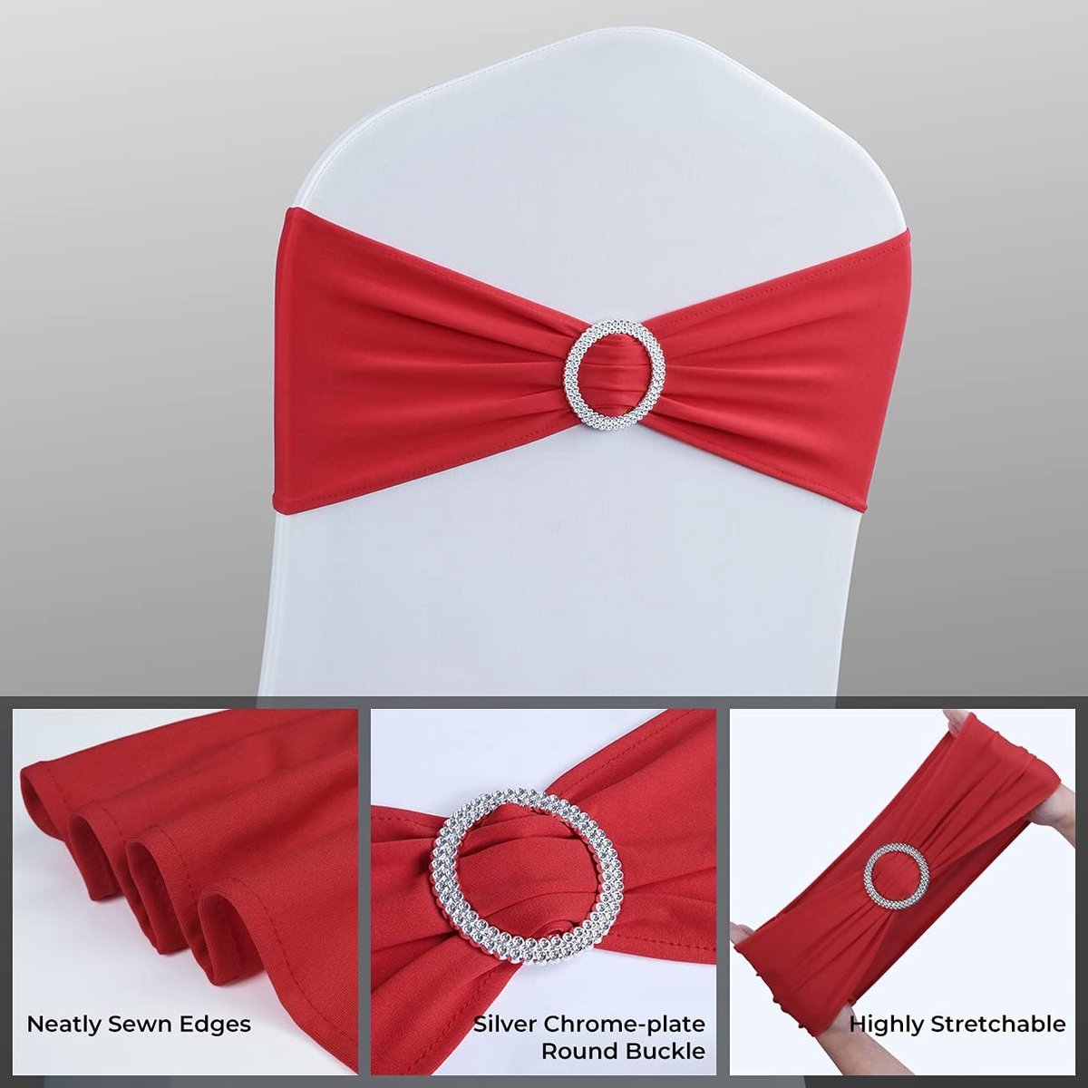 Chair Covers - Pack of 5 - Christmas Chair Covers - Party Chair Covers - Premium Elastic Chair Cover Straps - Buckle Slider - Universal Elastic Chair Straps — image 2