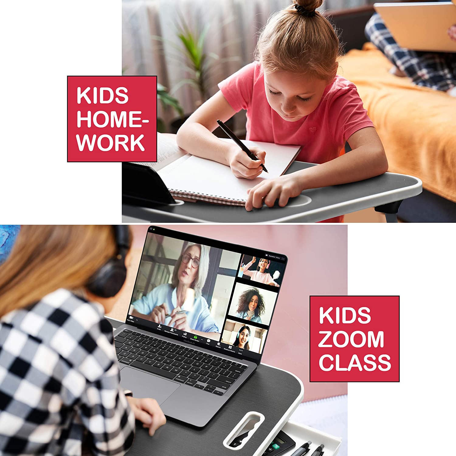 Laptop Bed Desk with Storage and foldable legs for Adults, Kids & Home Office — image 3