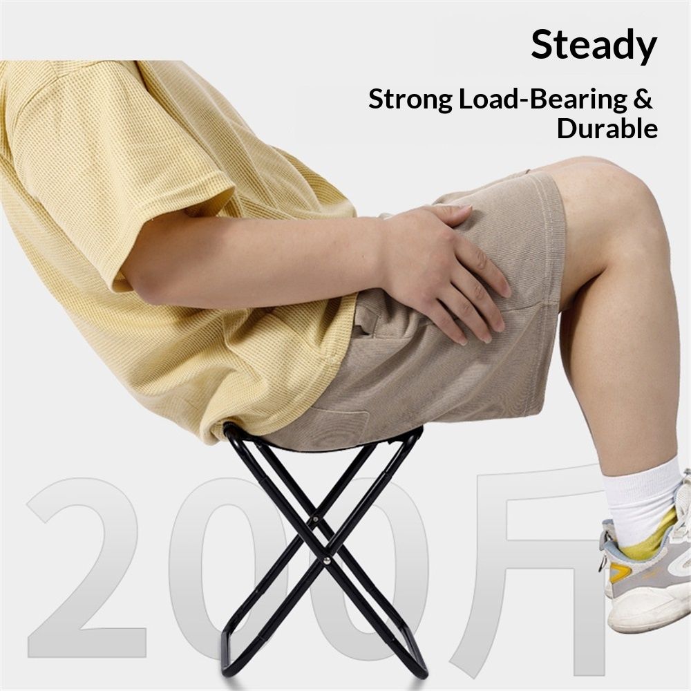 1PCS Outdoor Folding Stool Portable Fishing Chair Mini Small Train Pony Tie Camping Simple Hardware(Black) — image 4