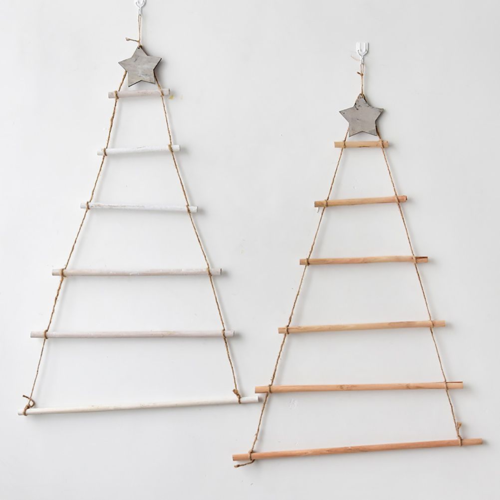 Wooden Hanging Ornaments with Star and Rope Decoration for Wall Christmas Tree — image 3