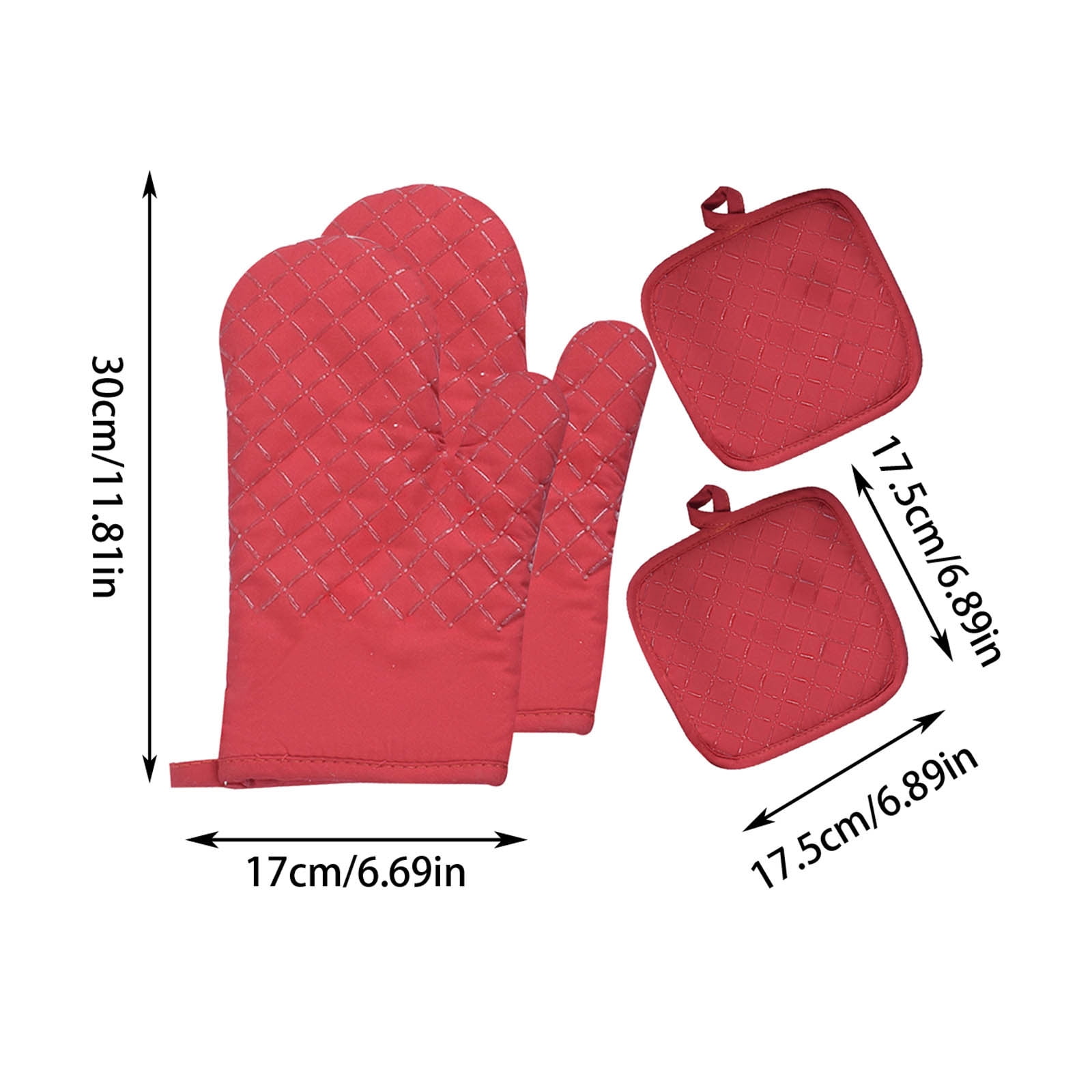 4 Pcs Oven Mitts and Pot Holders, Oven Glove High Heat Resistant 500 Degree, Long Oven Mitts with Recycled Cotton Infill and Silicone Non-Slip Surface for — image 2