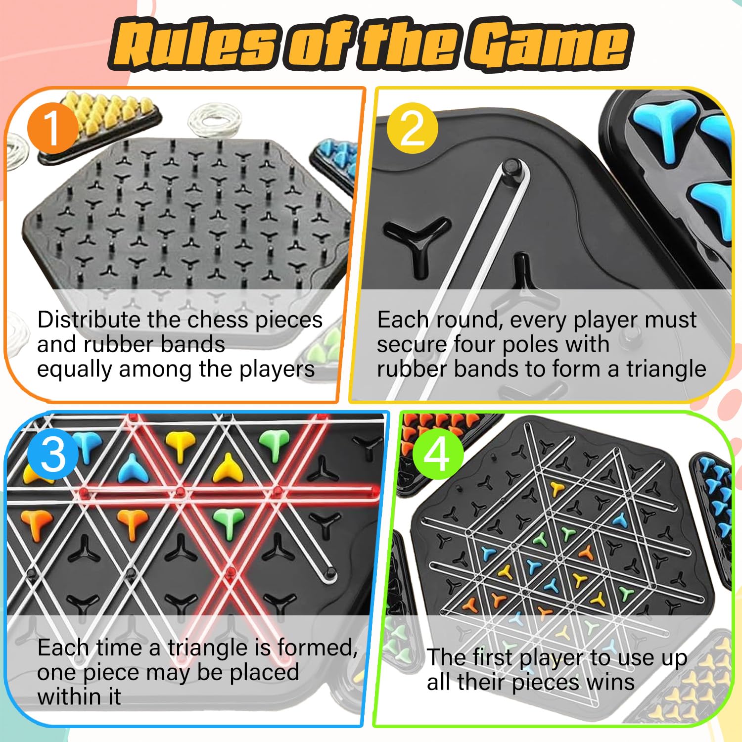 Chain Game – Multiplayer Strategy Board Puzzle for Kids & Adults | Fun Geometric Chess with Rubber Bands, 2–4 Players | Ideal Family Game for Parties, Gifts & — image 3