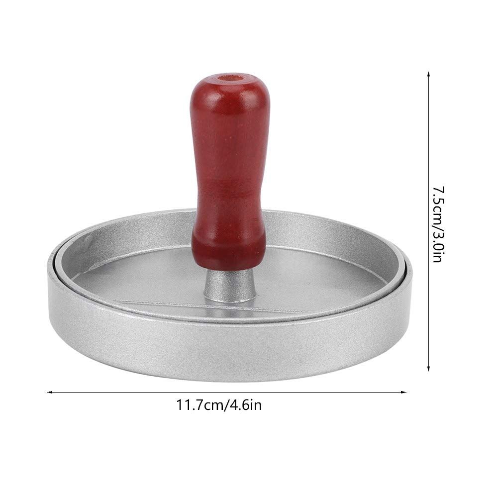 Hamburger Press Patty Maker, Aluminum Alloy Burger Press Mold with Wood Handle 5in Round Hamburger Mold Porcelain Smasher — image 3