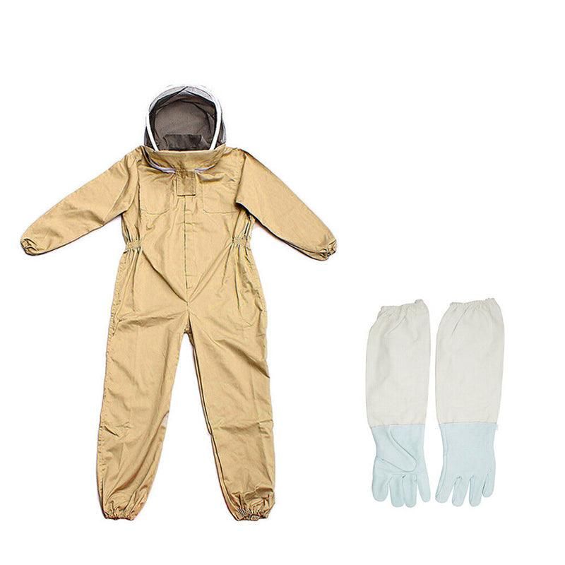 Full Beekeeping Suit Bee Suit Heavy Duty Leather Ventilated Keeping Gloves - XL with Gloves