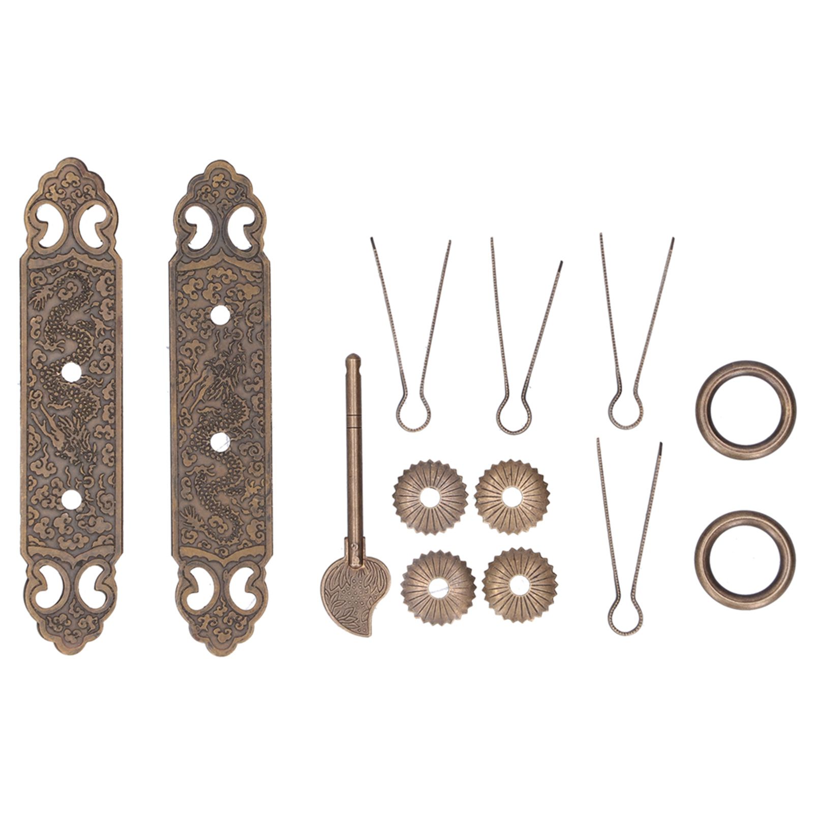 Door Handle Antique Brass Exquisite Pattern Straight Bar Handle Accessories for Cabinet Wardrobe — image 6