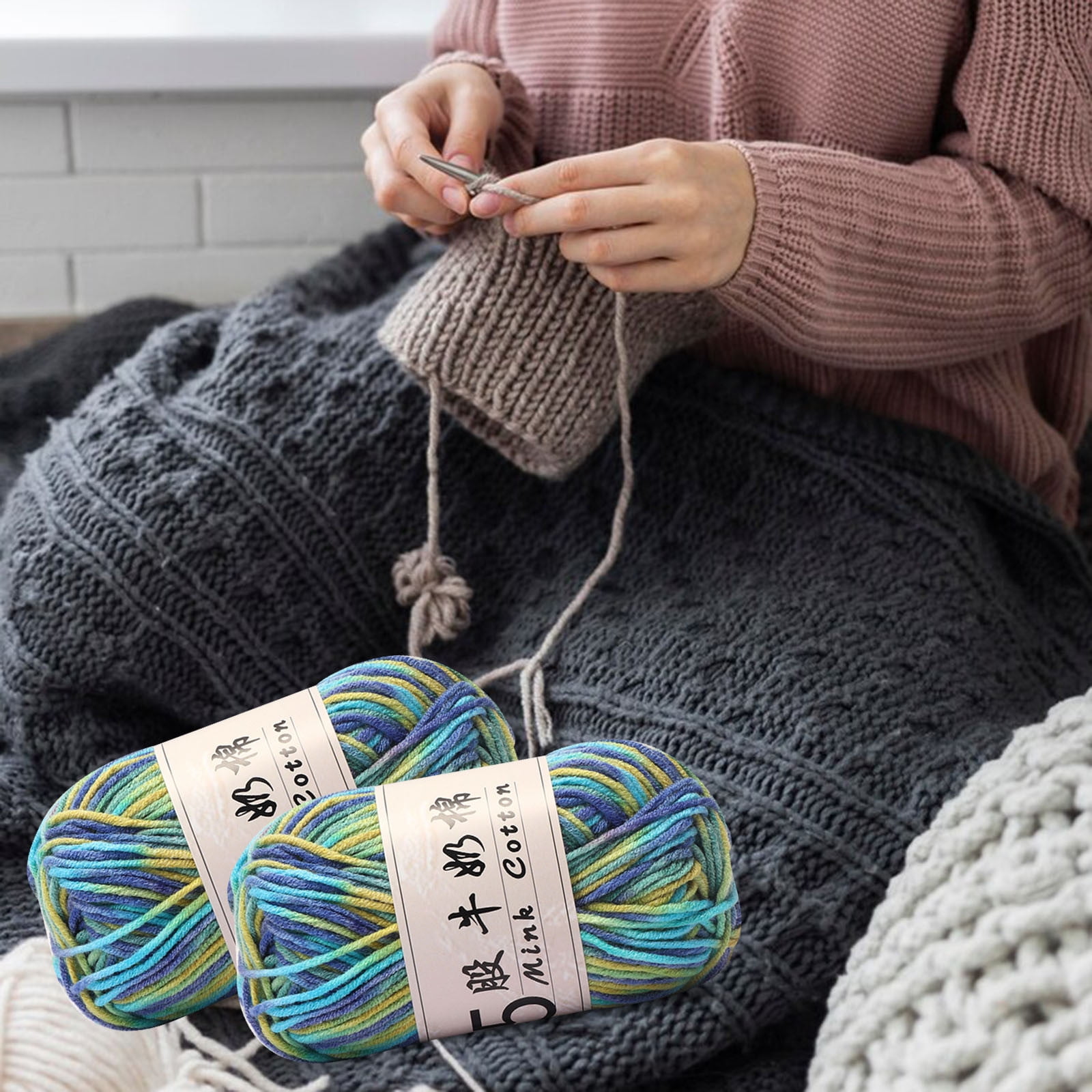 Cotton Yarn -Multi Colored Yarn Rainbows Crochet Yarn 50g/2.5oz,295 Yards,5 Strands,Lightweight Yarn For Crochet,Knitting and Crafts,24 Colors Color - 16 — image 5