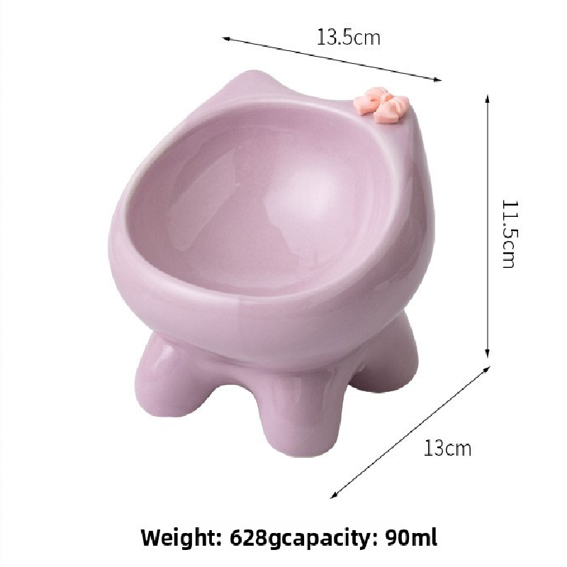 White Ceramic Elevated Cat Bowl Tilted Raised Pet Feeder with Anti-Slip Base Cute Design for Wet or Dry Food Ideal for Australian Pets โ image 4