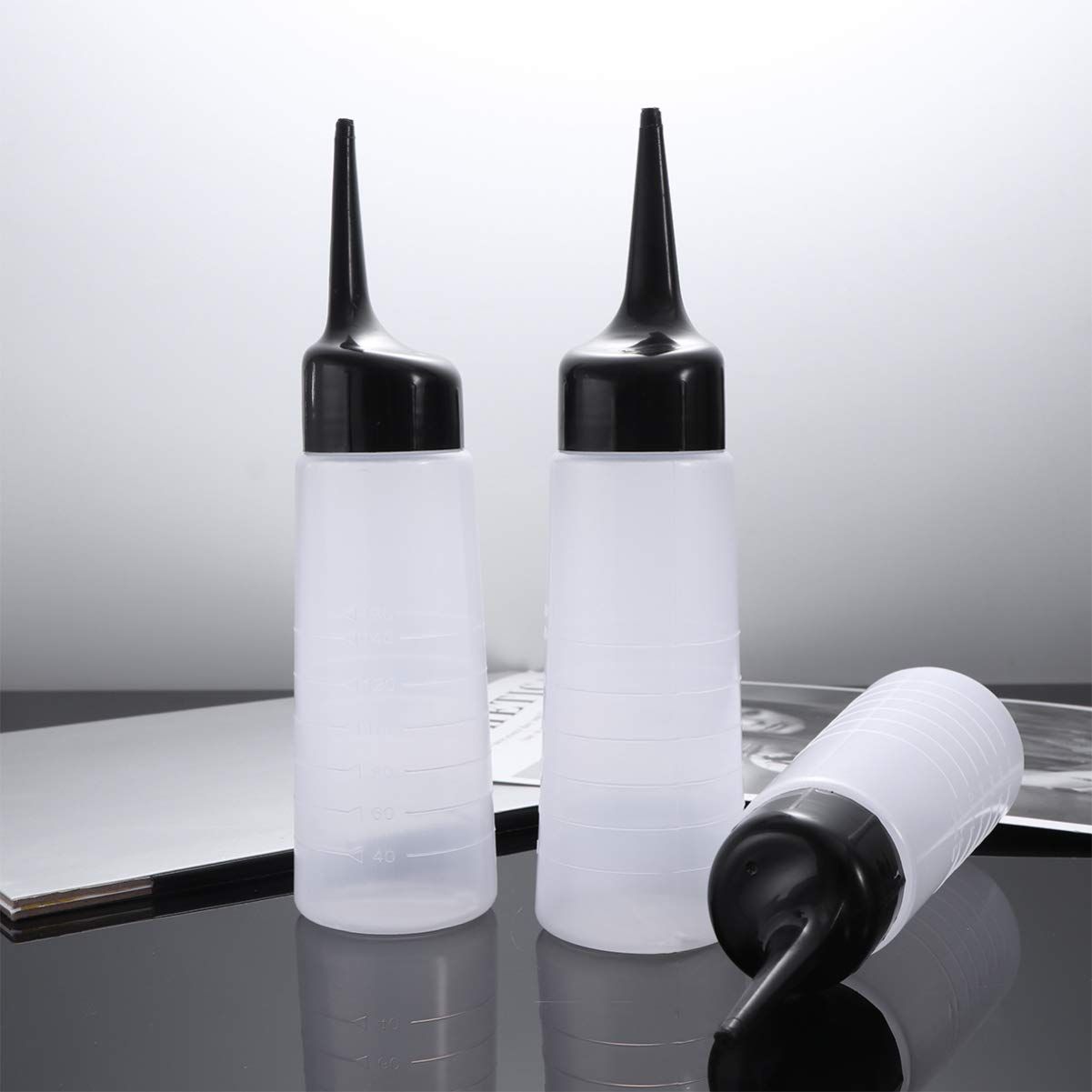 3pcs Applicator Bottles Hair Coloring Bottle Needle Tip Glue Bottle for Salon for easy squeeze and fill - Size S โ image 3
