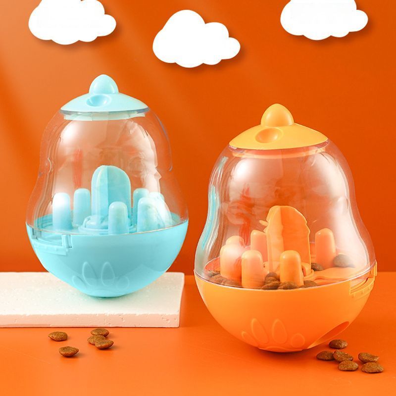 2Pcs Pet Tumbler Feeder Puzzle Toy Pet Training Dispenser-sky blue