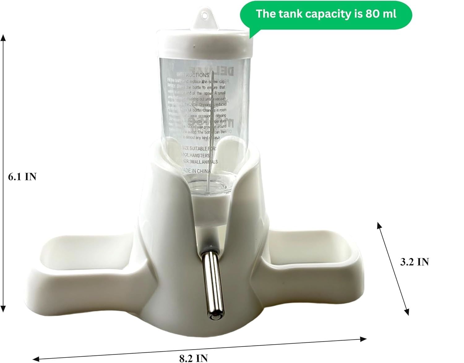 1 Piece Hamster Water Bottle 3 in 1 with Food Bowl, 80 ml โ image 5