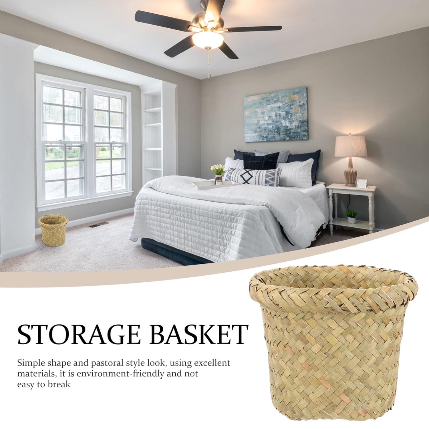 2PCS Natural Seaweed Weave Basket Pastoral Rattan Vase Bamboo Weaving Room Flower Arranger Dried Flower Vase Decoration — image 3