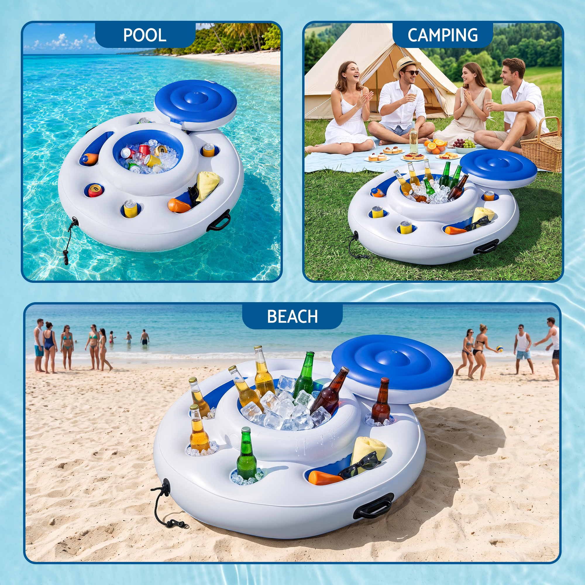 Bestway Inflatable Floating Cooler with Cup Holders for Pool Holds 24 Cans โ image 5