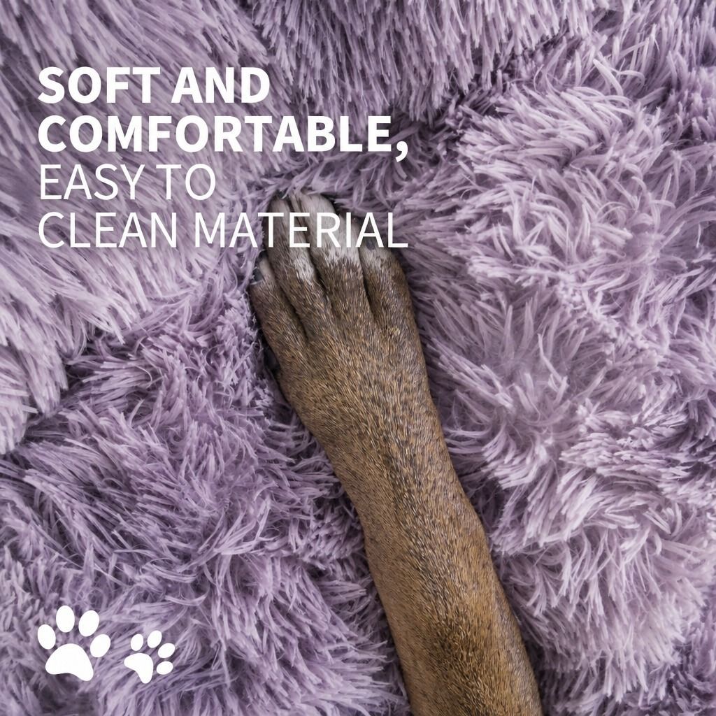 Dog Cat Pet Calming Bed Warm Soft Plush Round Nest Comfy Sleeping Cave MEL 120cm — image 5
