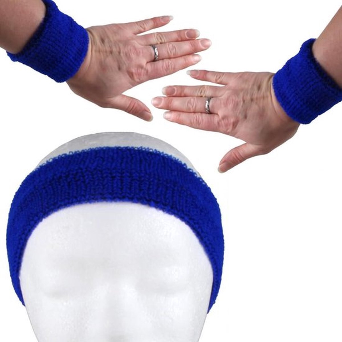 Set of Headband and 2x Wristbands | Sweatband | Sweatbands 6x8 CM | Head and Wrist | Sports Bands | Dark Blue — image 4