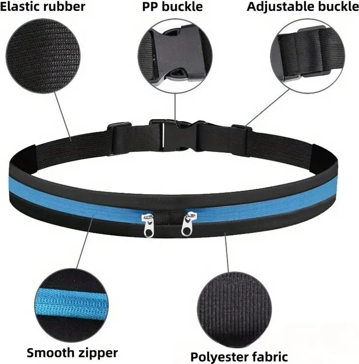 Women's Running Belt | Waist Bag | Elastic Waist Bag | Sports Bag | Running Bag | Fanny Pack | Zip Pouch | Black/Neon Green — image 4