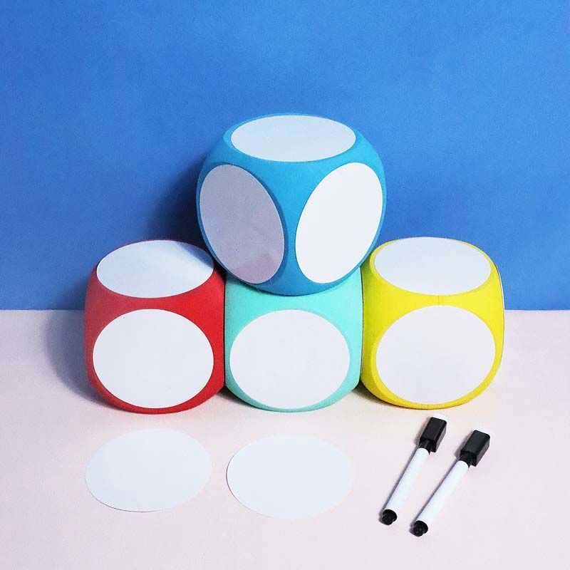 4PCS DIY Blank Dice,Education Blank Dice and Labels, Wipe Off Dice Cubic Dice Portable Cleanable Write On Dice Vibrant Color Blank — image 3