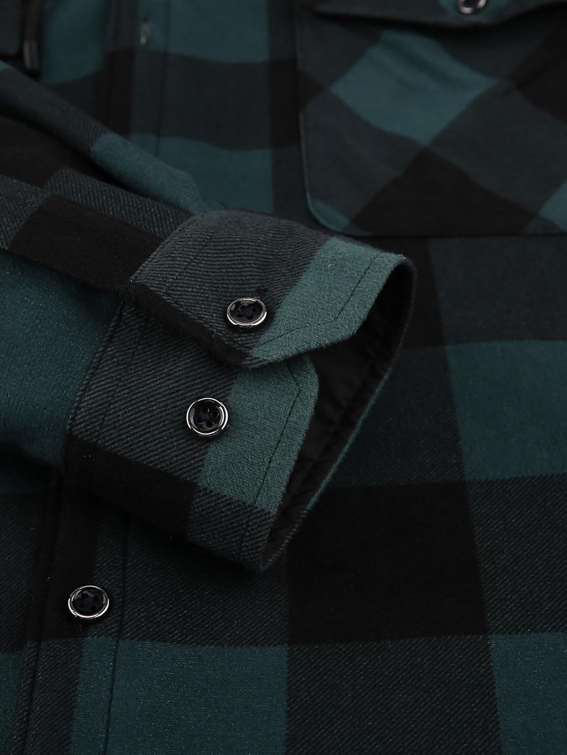 Men's Plaid Shirt Padded Warm Lined Plaid Shirts Men's Casual Plaid Shirt with Pockets Men's Hooded Plaid Jacket Green XL — image 5
