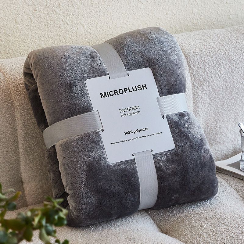 Mianyu Coral Velvet Blanket Solid Color 100X120CM Grey 200x 230cm + cardboard ribbon